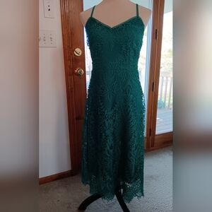 Guess Emerald Green Halter A-line Backless Lace Dress NWT Small